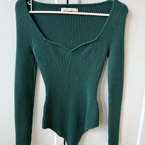 Abercrombie Green bodysuit sweater in Cotton